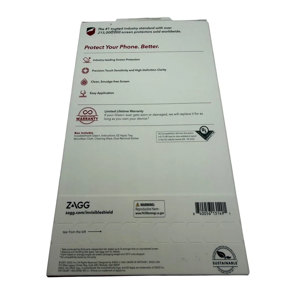 Zagg InvisibleShield Glass+ Screen Protector iPhone 12‎ / 12 Pro 200106689 NEW